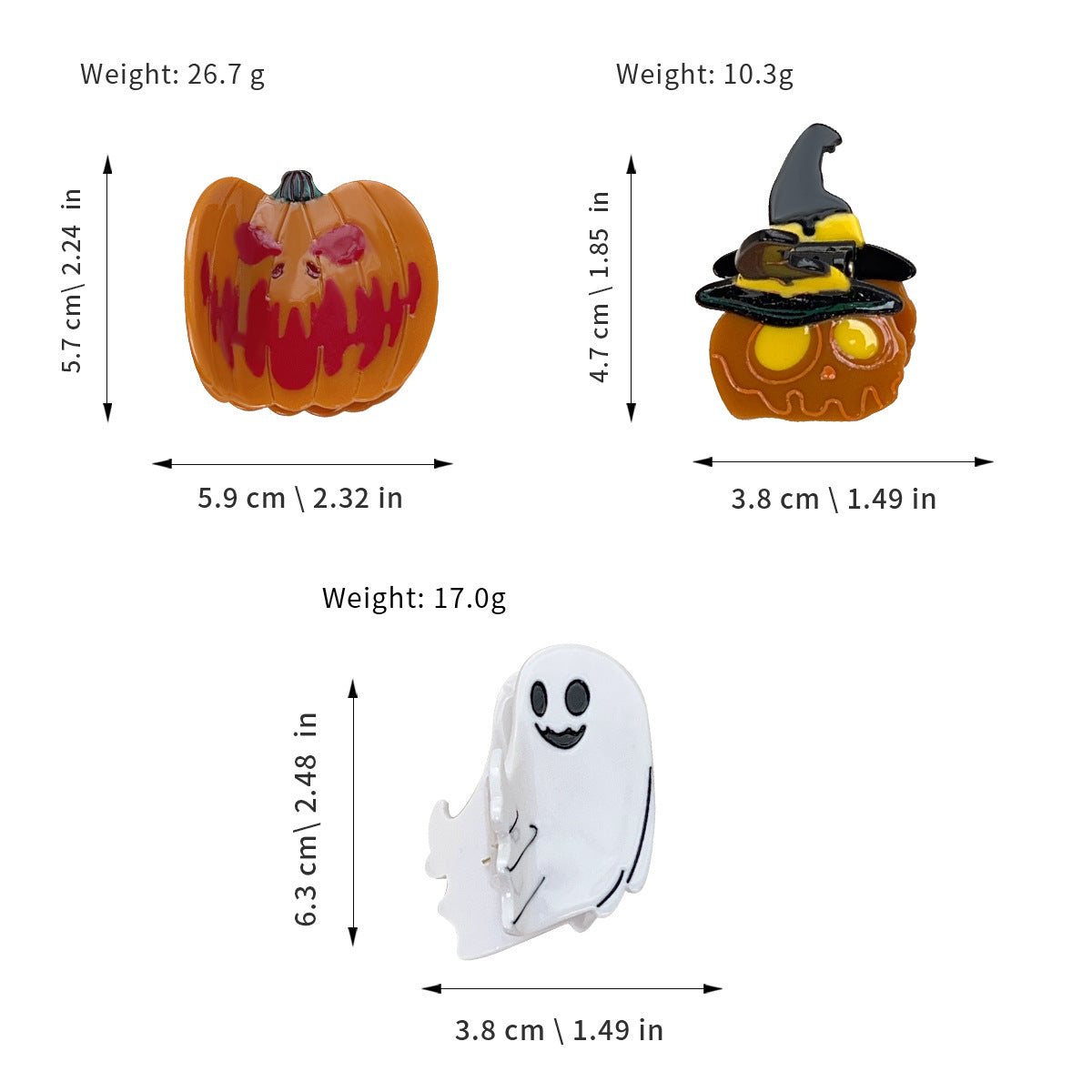 Funny Halloween Pumpkin Skull Acetate Hairpin