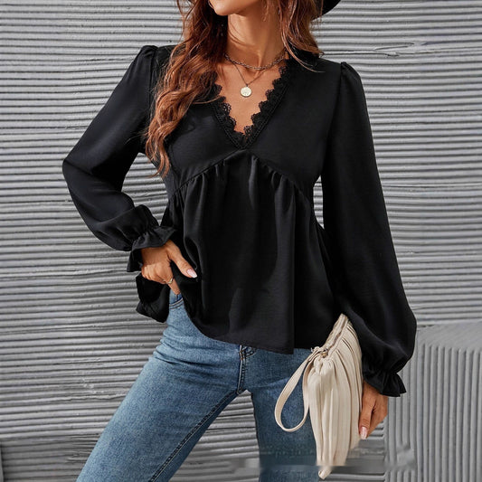 Women's Casual All-match Lace Lining Shirt