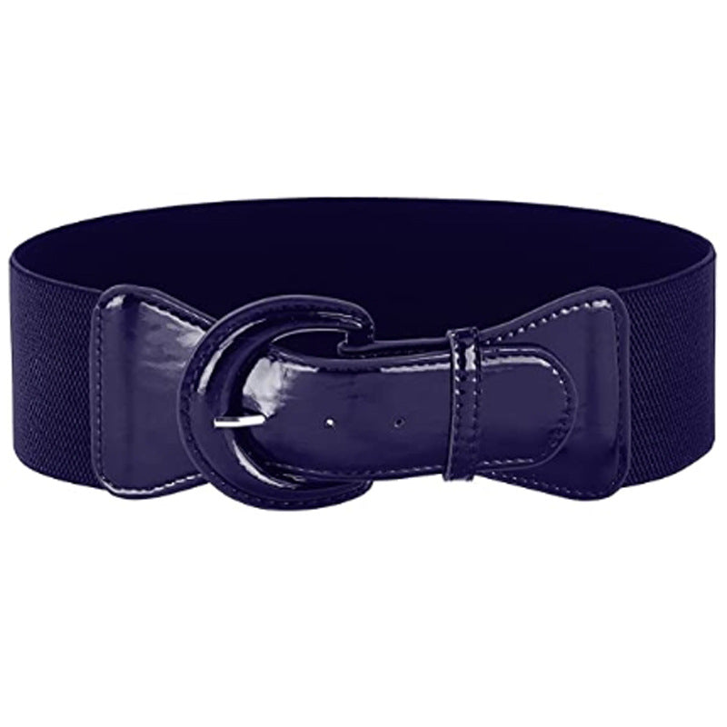 Women's Fashion Retro Solid Color Elastic Waistband