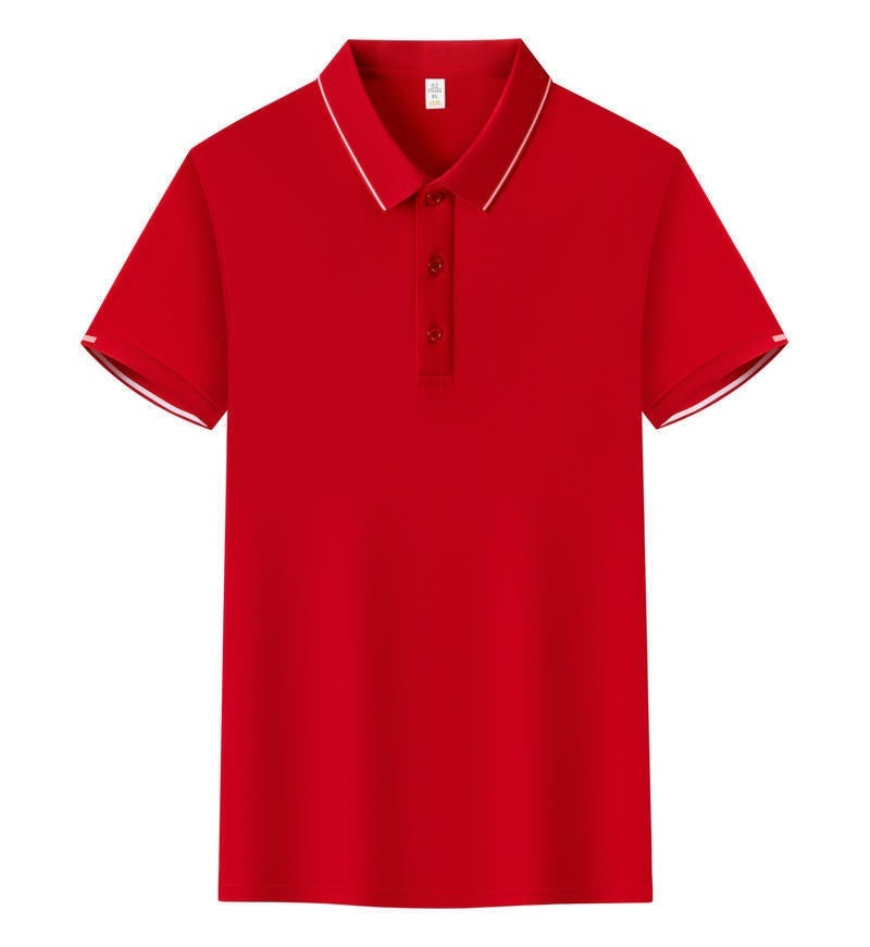 ICE Cotton Single Side Color Secondary Collar Lapel Short Sleeve Polo Shirt