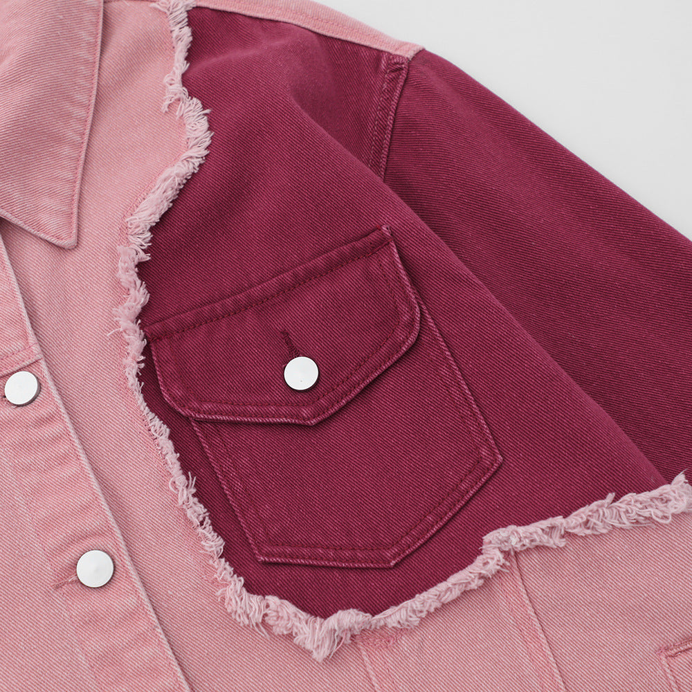 Punk Trendy Color Matching Irregular Denim Clothes Jacket