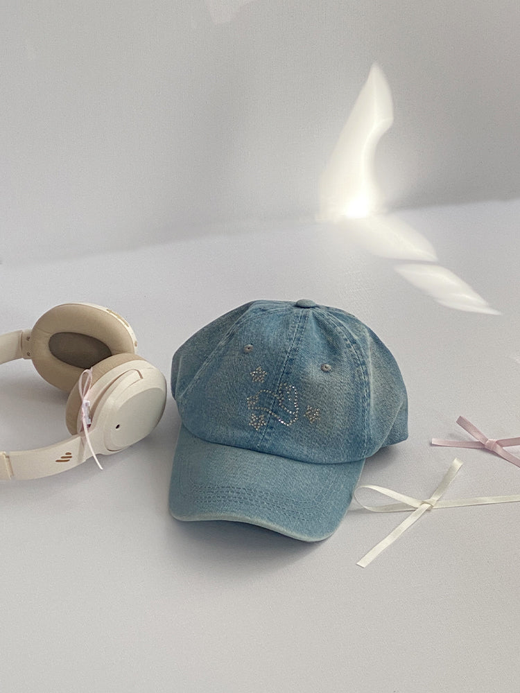 Sommer Denim Blå Rhinsten XINGX Baseballkasket