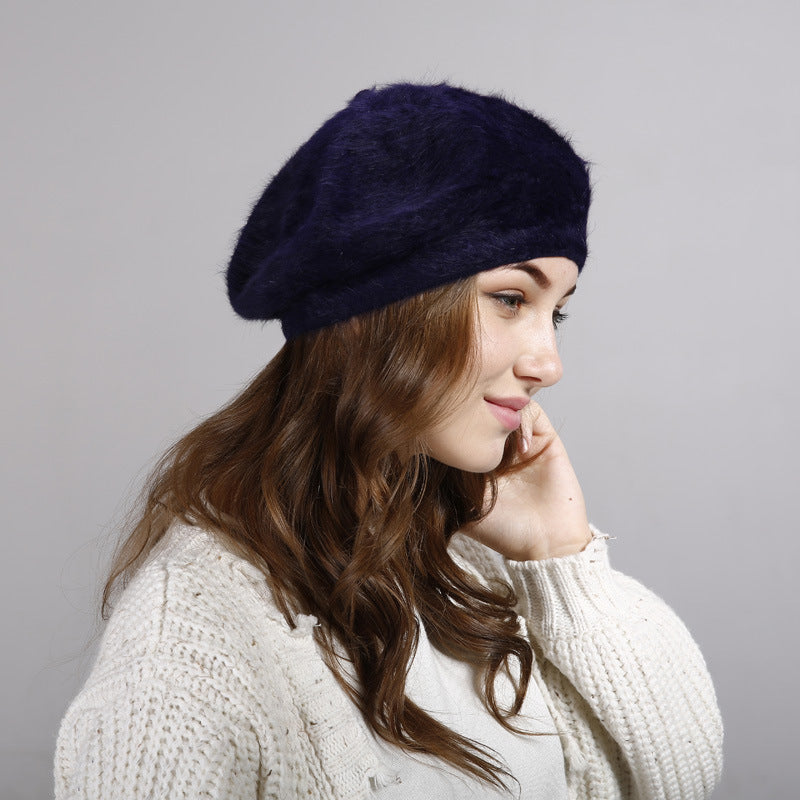 Women's Solid Color Wool Bud Sweater Painter Hat