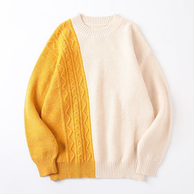 Pullover Couple Stitching Loose Sweater