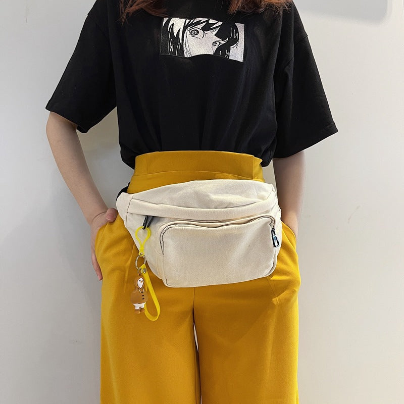 Color Canvas Chest Bag Women's Fashion Sports Waist Bag