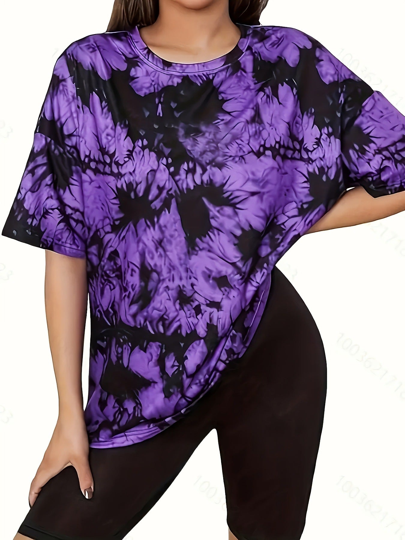 Pullover Tie-dyed Loose Round Neck Short Sleeve