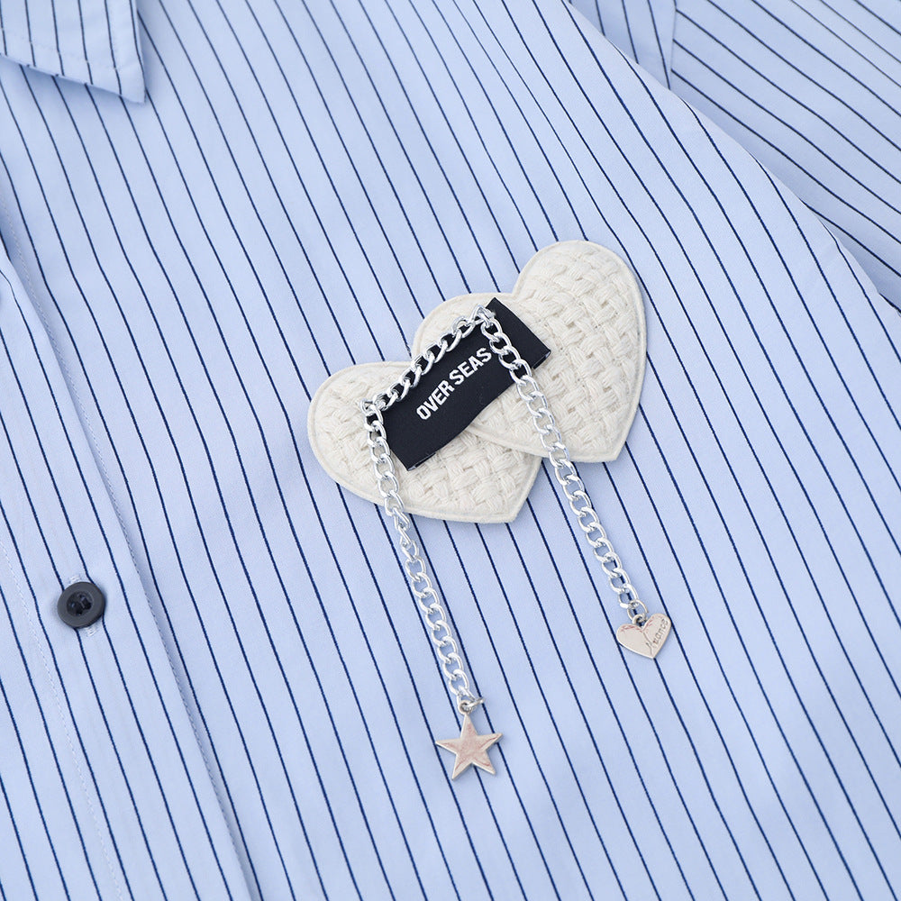Japanese Minority Trendy Brand Pinstripe Long-sleeved Shirt