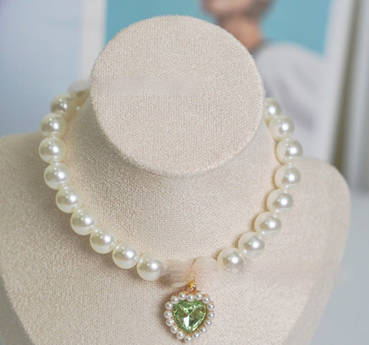Pearl Necklace Love Gem Cat Collar