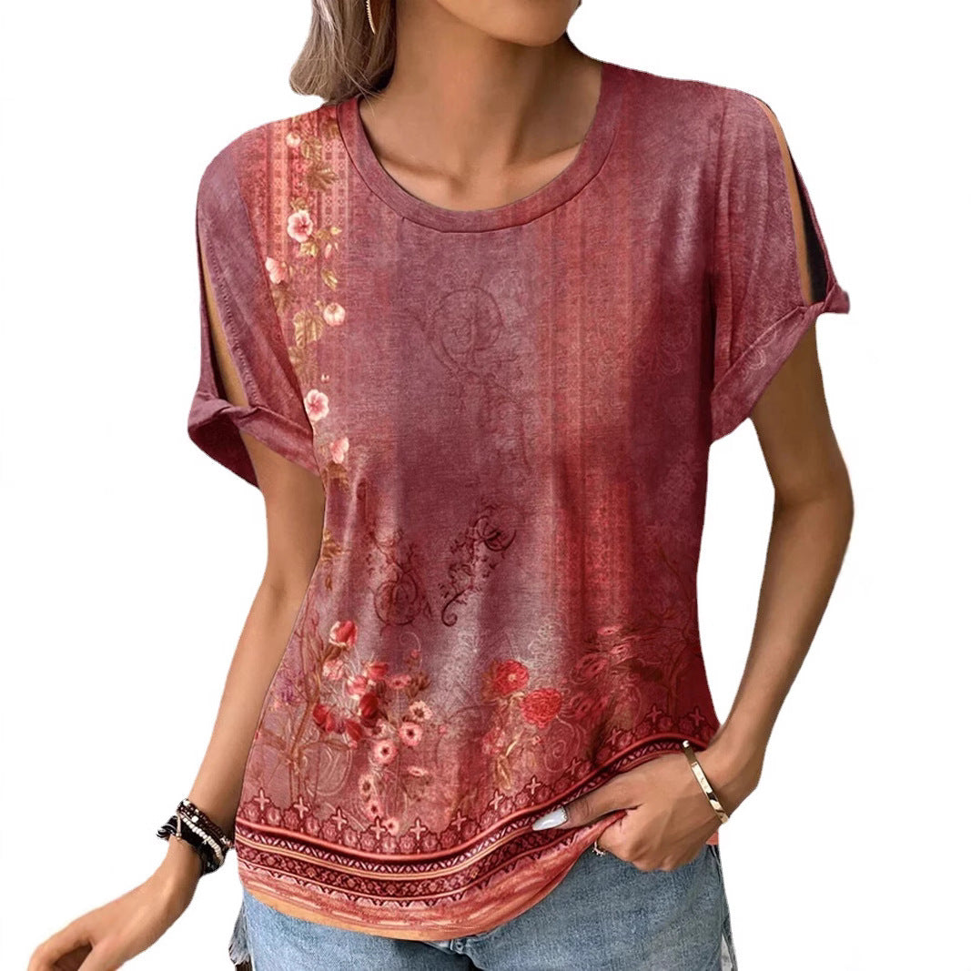 Women's Casual And Comfortable Short-sleeve Printed Top