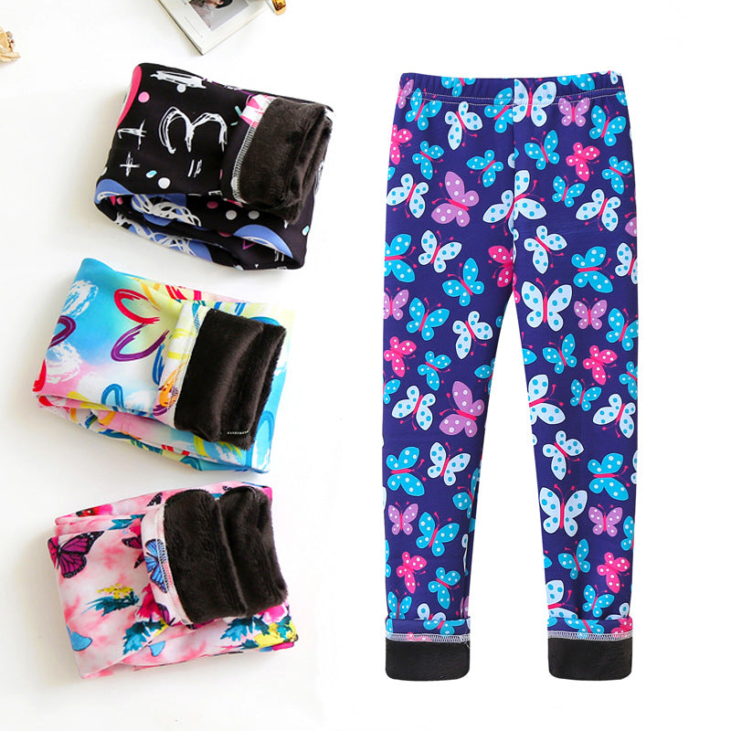 Girls' Thin Velvet Leggings In Spring And Autumn