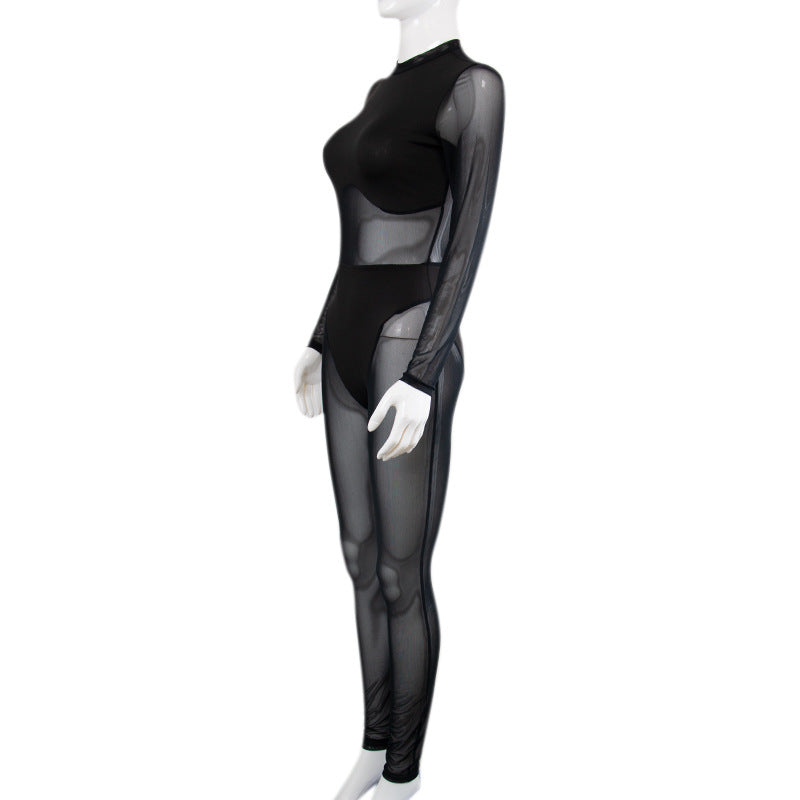 Stylish Patchwork High Waist Skinny Casual Jumpsuit