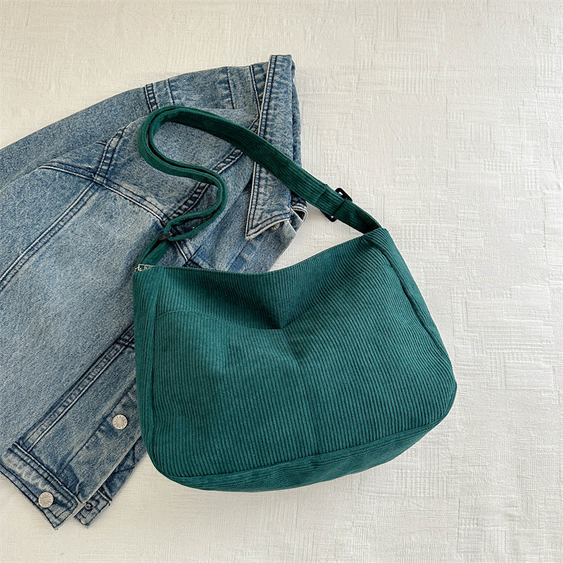 Large-capacity Crossbody Bag Korean Style Fashion Commuter Backpack Corduroy Class Bag