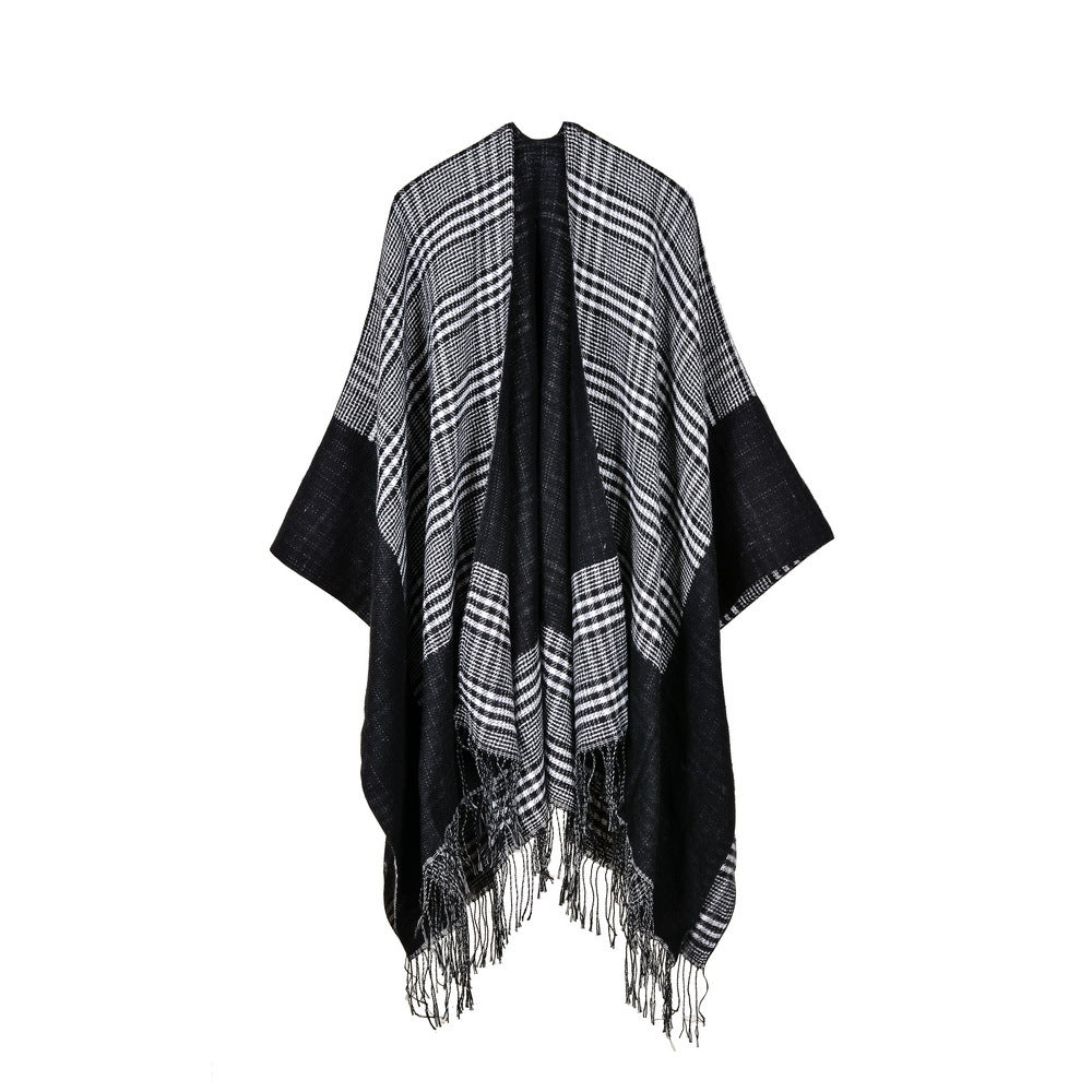 Long shawl with diamond fringe