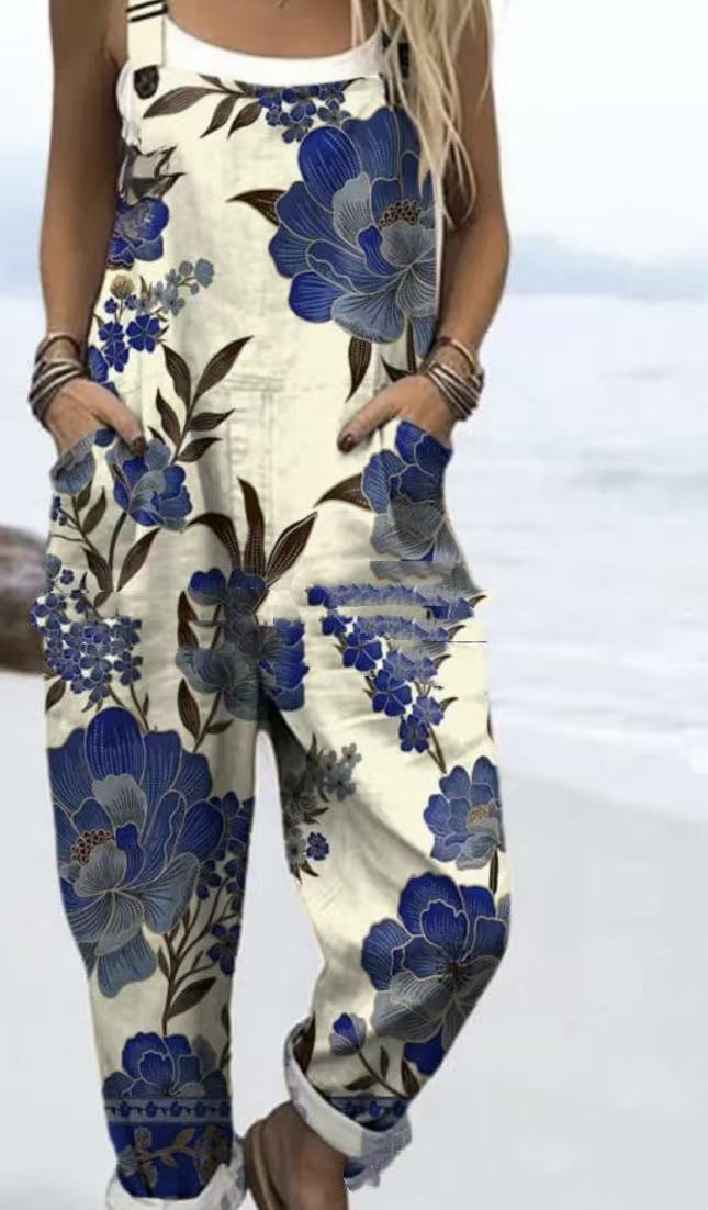 Printed Pocket Women's Suspender Trousers