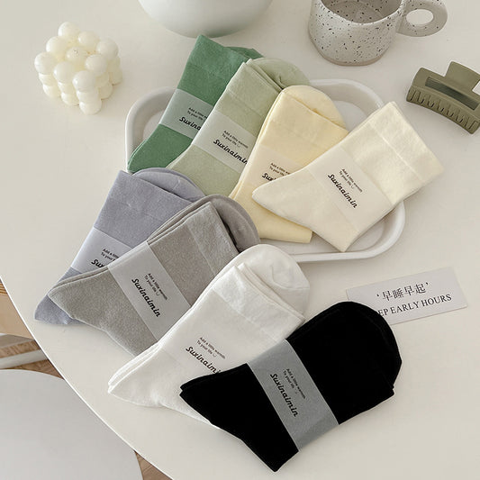 White Stacked Loose Mouth Socks