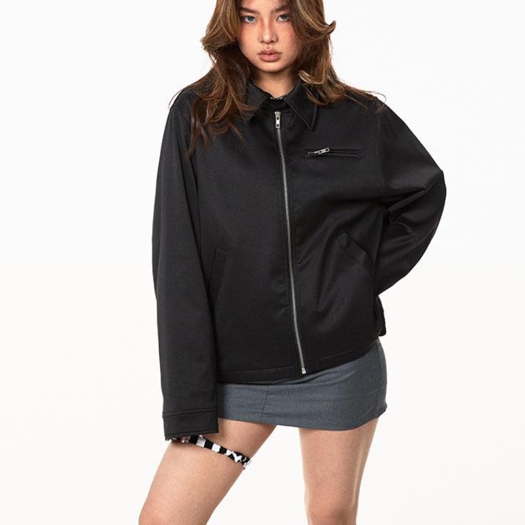 American Retro Solid Color Short Lapels Jacket