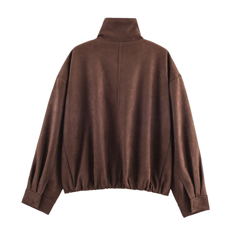 Womens Stylish And Minimalist Suede Jacket Coat