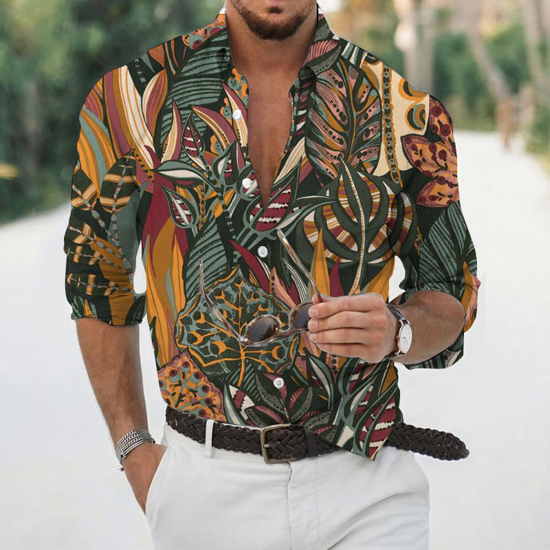 Men's Fashion Printed Cardigan Long-Sleeve Shirt