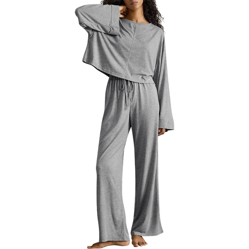 Women's Batwing Sleeve Top And Trousers Lazy Casual Homewear Suit