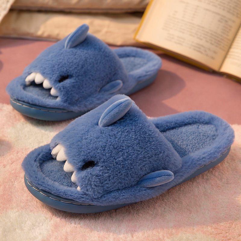 Men's And Women's Autumn And Winter Shark Cotton Slippers Non-slip Warm