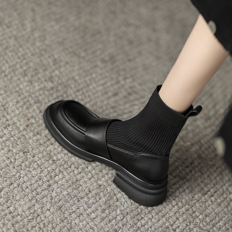 Women's Fashion Simple Thick Heel Stretch Thin Boots