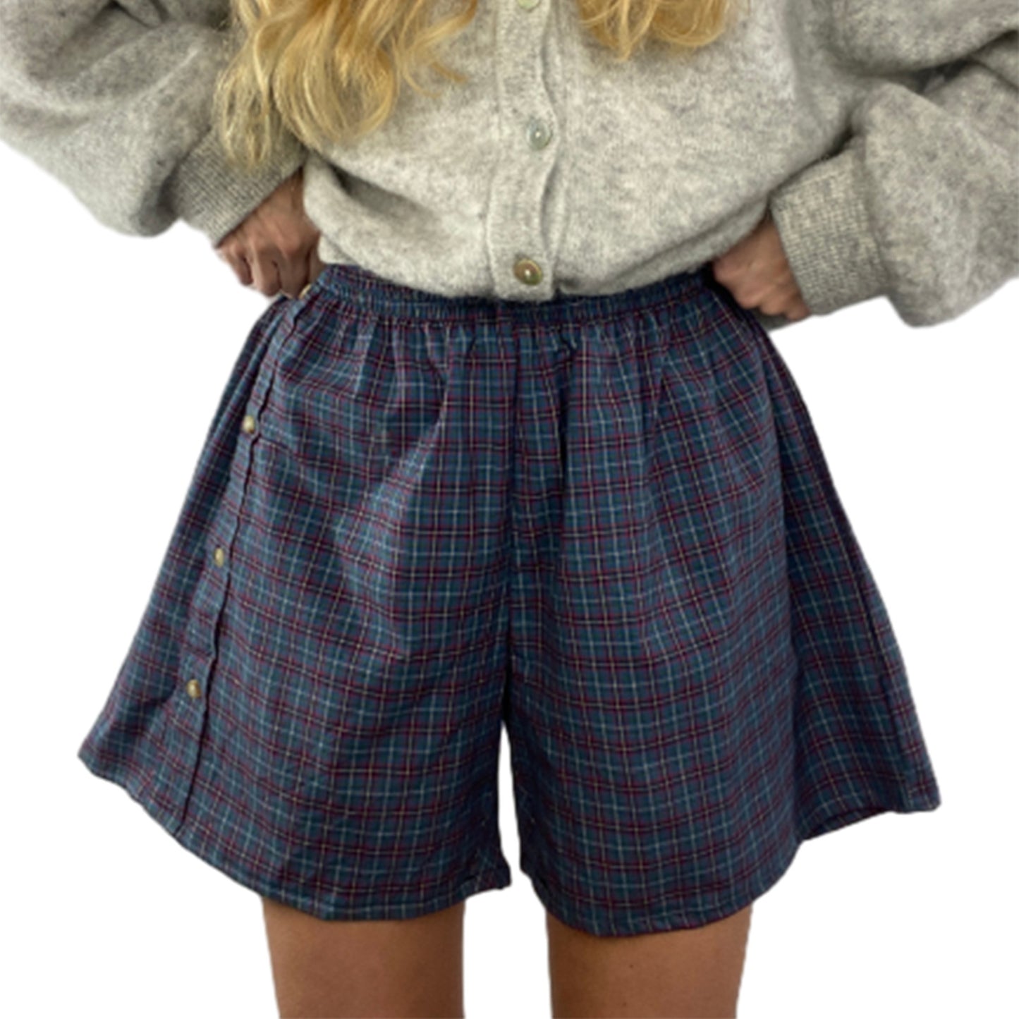 Women's Shorts Loose Plaid Beach Pants Home Wear