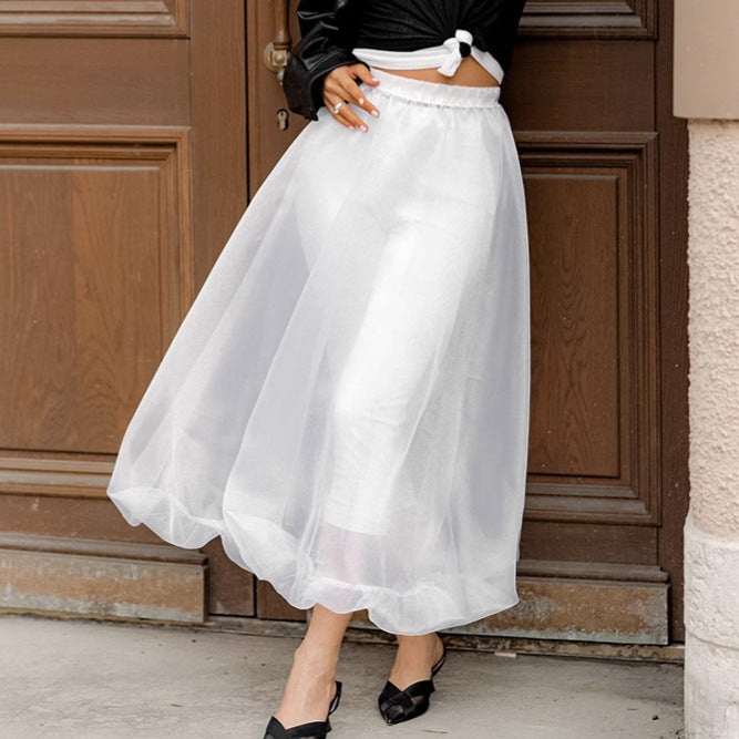 Black Sexy See-through Mesh High Waist Skirt