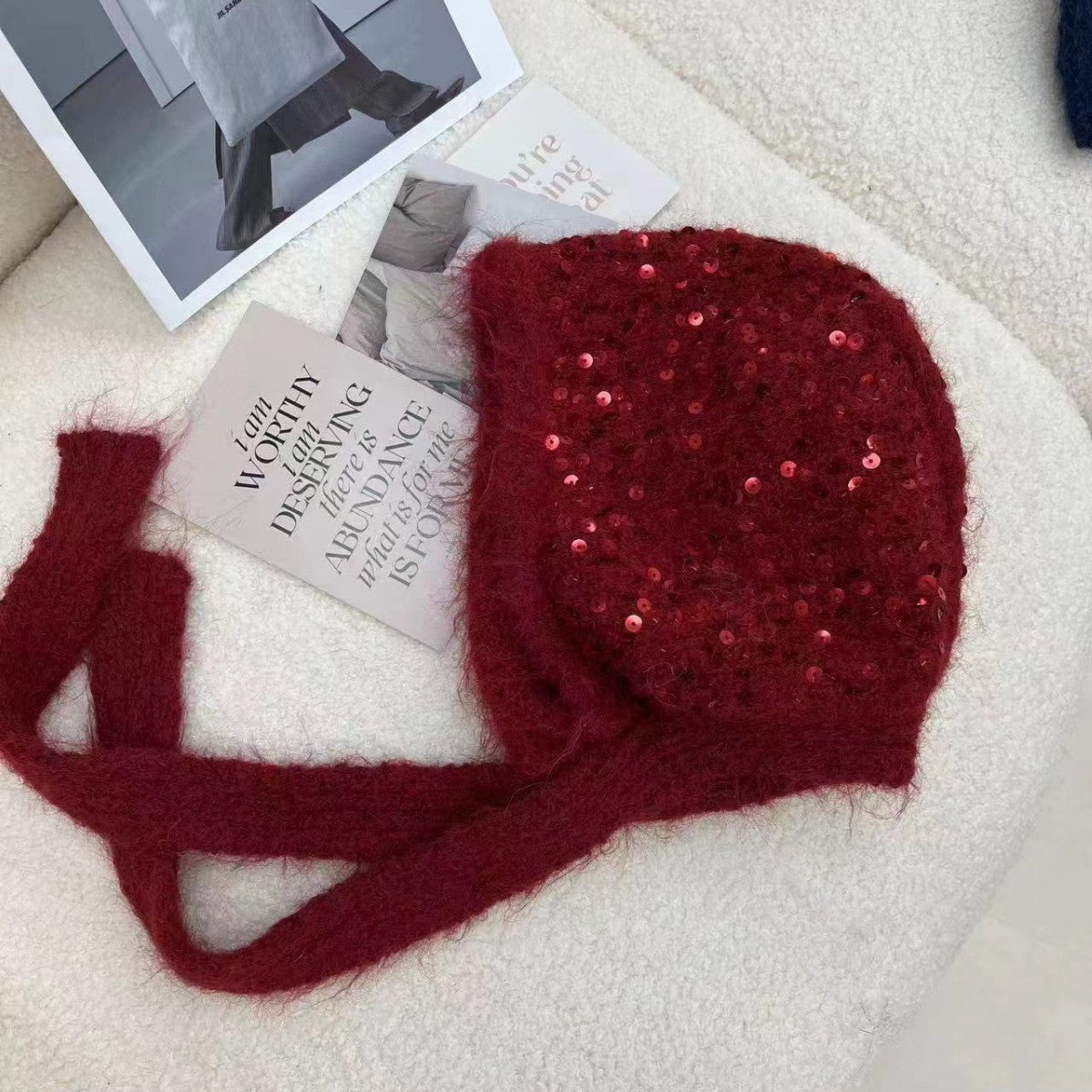 South Korea Designer Model Sequin Bag Cap Women