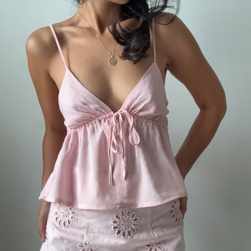 Low-cut Backless Lace-up Hot Girl Vest