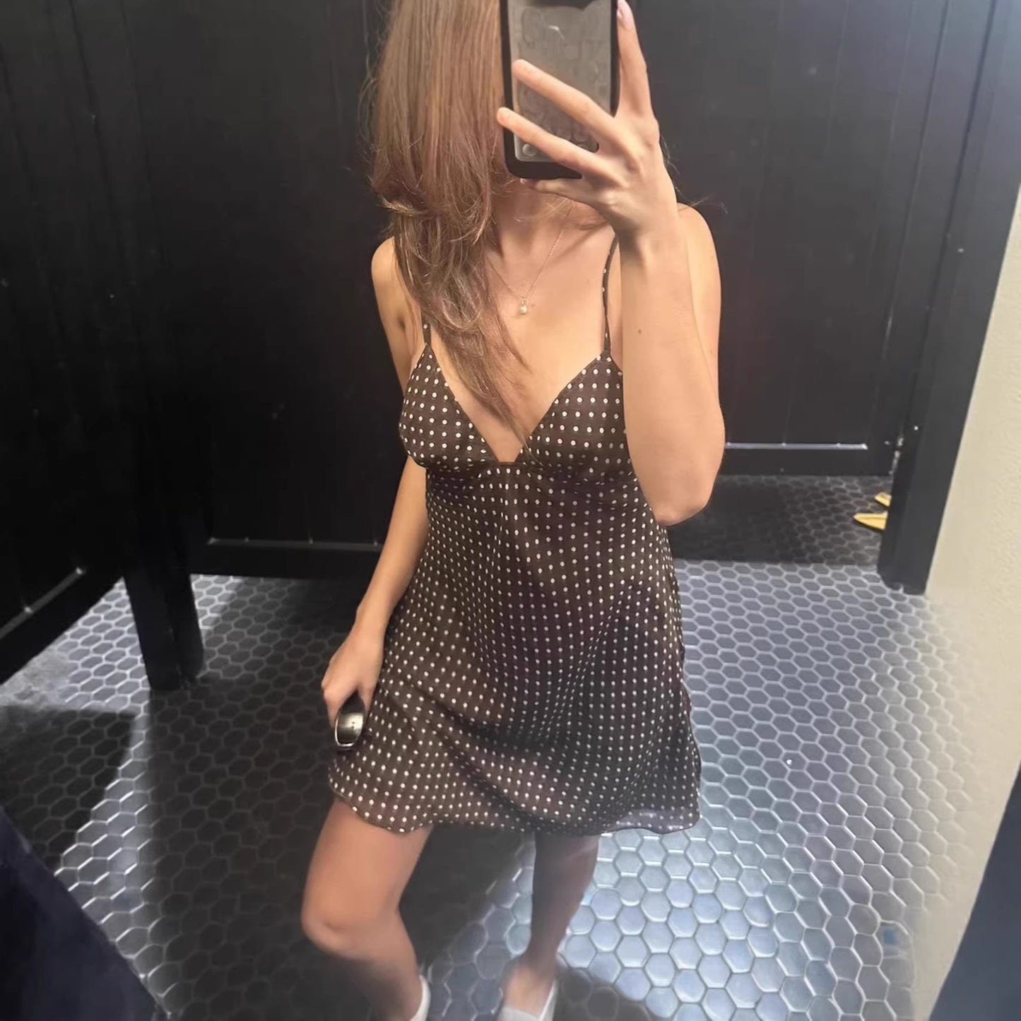 Womens Polka-Dot Slip Dress SpringSummer Vintage Style