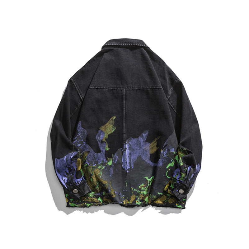 Oil Painting Print Retro Jacket Trendy Street Loose Work