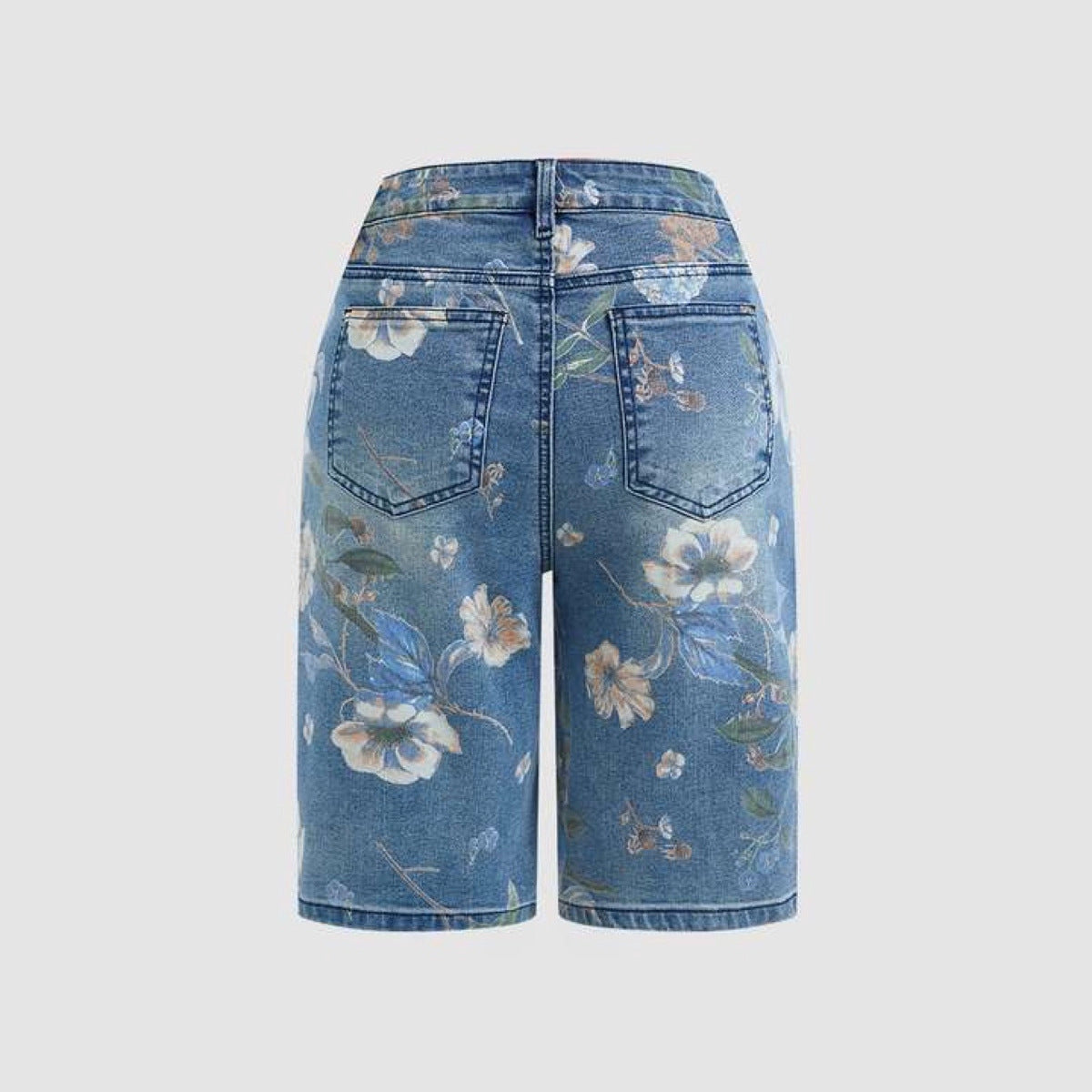 Women's Printed Denim Spring And Autumn Straight Wide-leg Pants