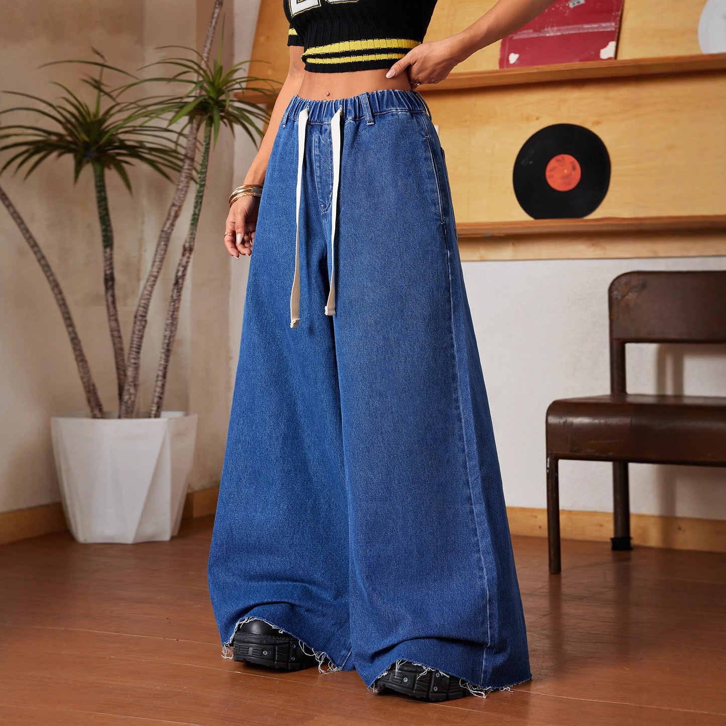 Pure Color Minimal Versatile Elegant Elegant Washed Jeans