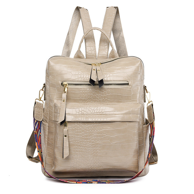 Backpack Female PU Soft Leather Women Leisure Backpack Simple Everything Large Capacity Bag