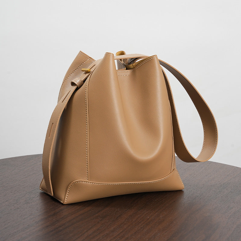 Shoulder Capacity Women's Leather Height Cross Body Bucket Bag
