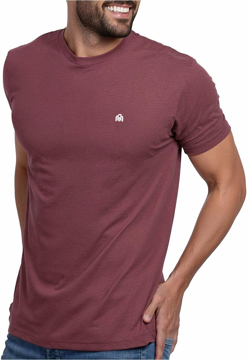 Mens T Shirt with Logo - Short Sleeve Crew Neck Soft Fitted Tees S - 4XL Fresh Classic Basic Tshirts