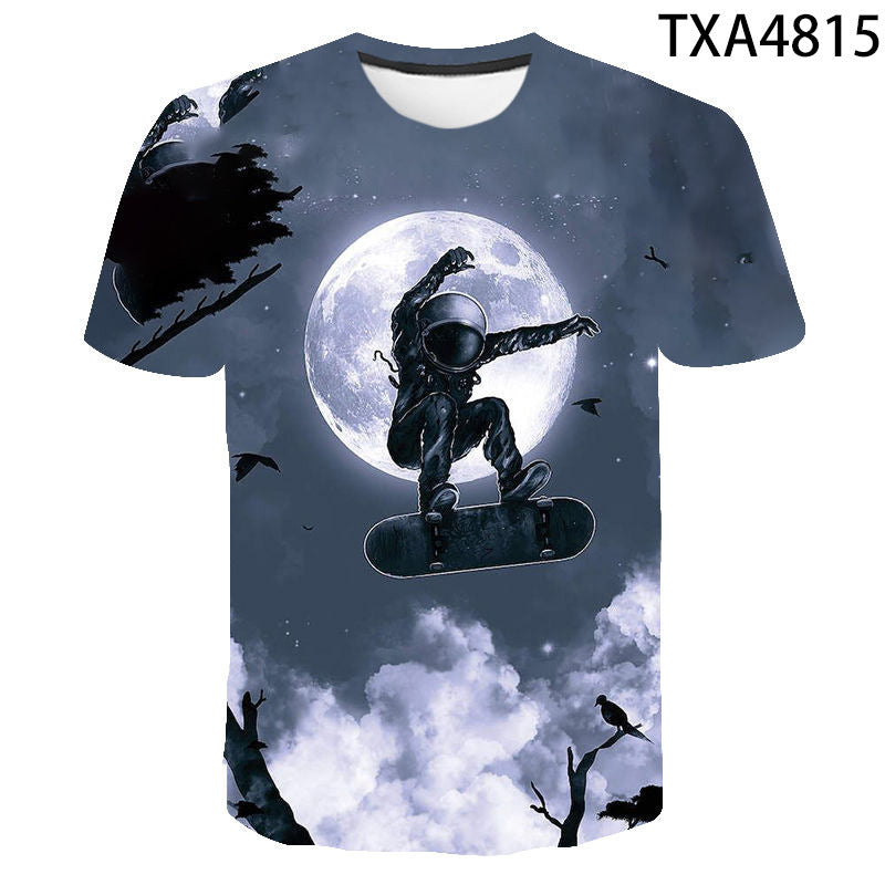 Summer Fashion Astronaut Starry Sky 3D Digital Print T-Shirt