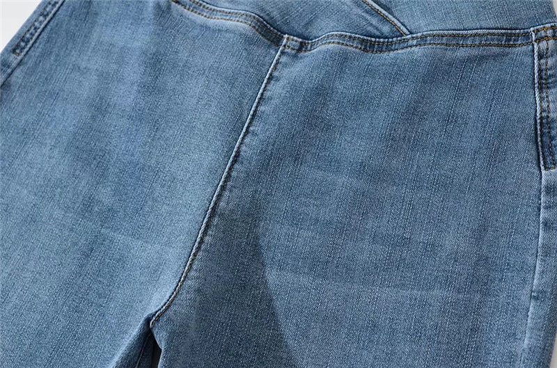Waist Irregular Denim Bootleg Pants Women