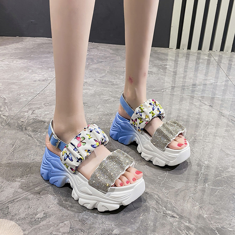 Women's Fashion Rhinestone Platform Platform Sports Sandals