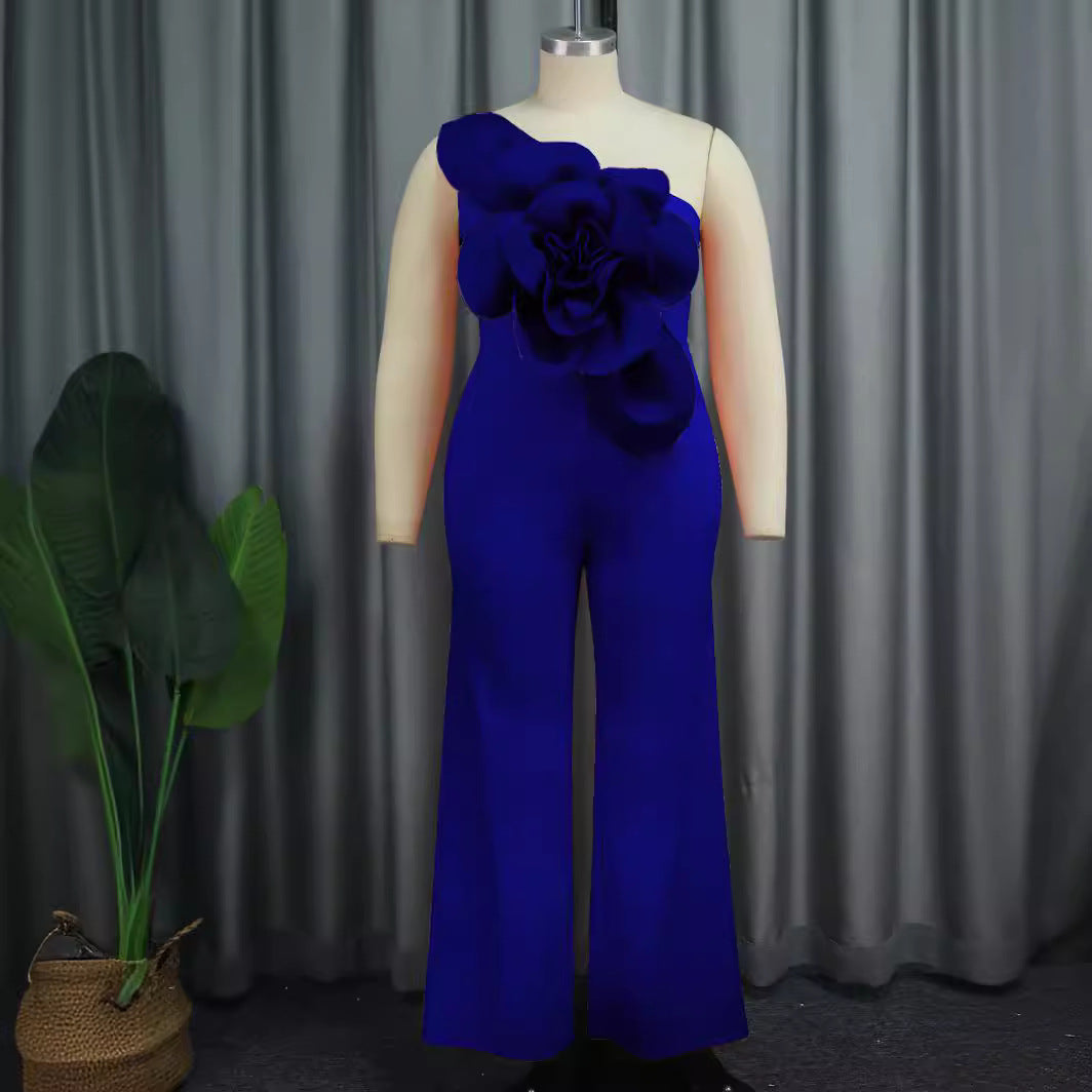 Fashion Three-dimensional Flower Jumpsuit