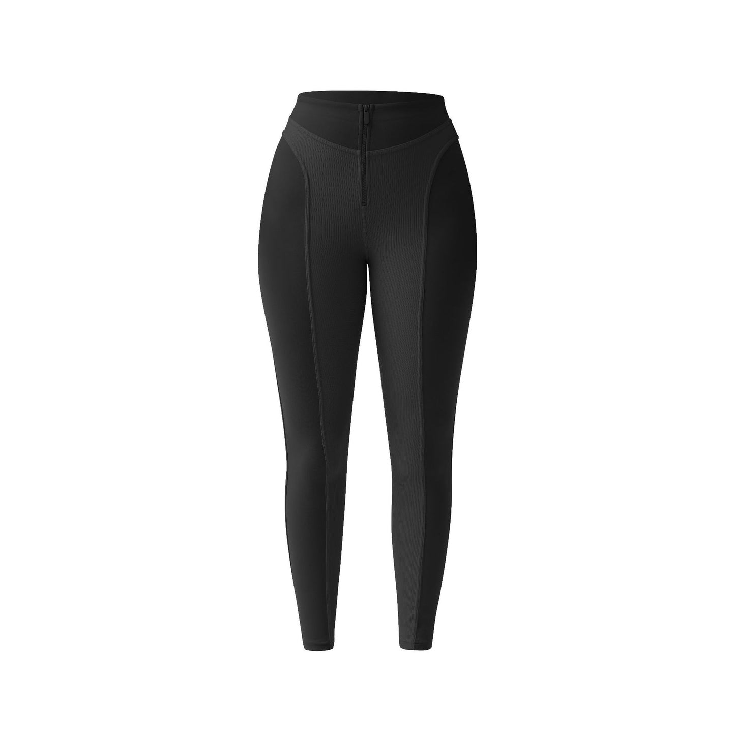 Tætsiddende, slankende tråd-tights med høj talje og lynlås til kvinder