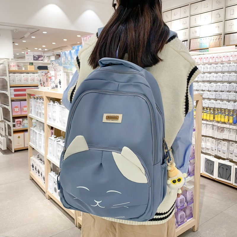 Japanese Cute Cat College Style Large Capacity Schoolbag