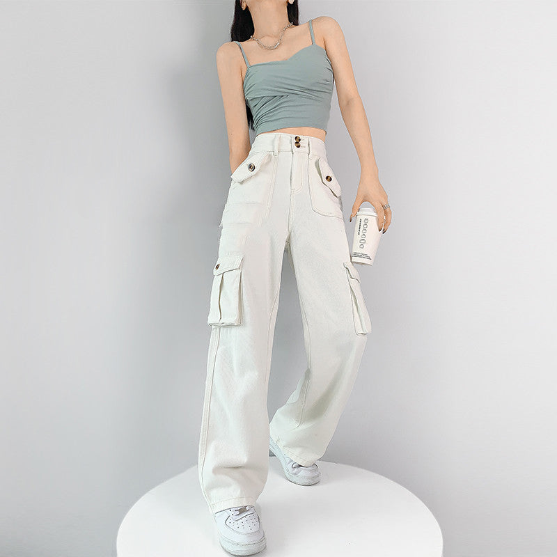 Women's High Waist Retro Pink Overalls