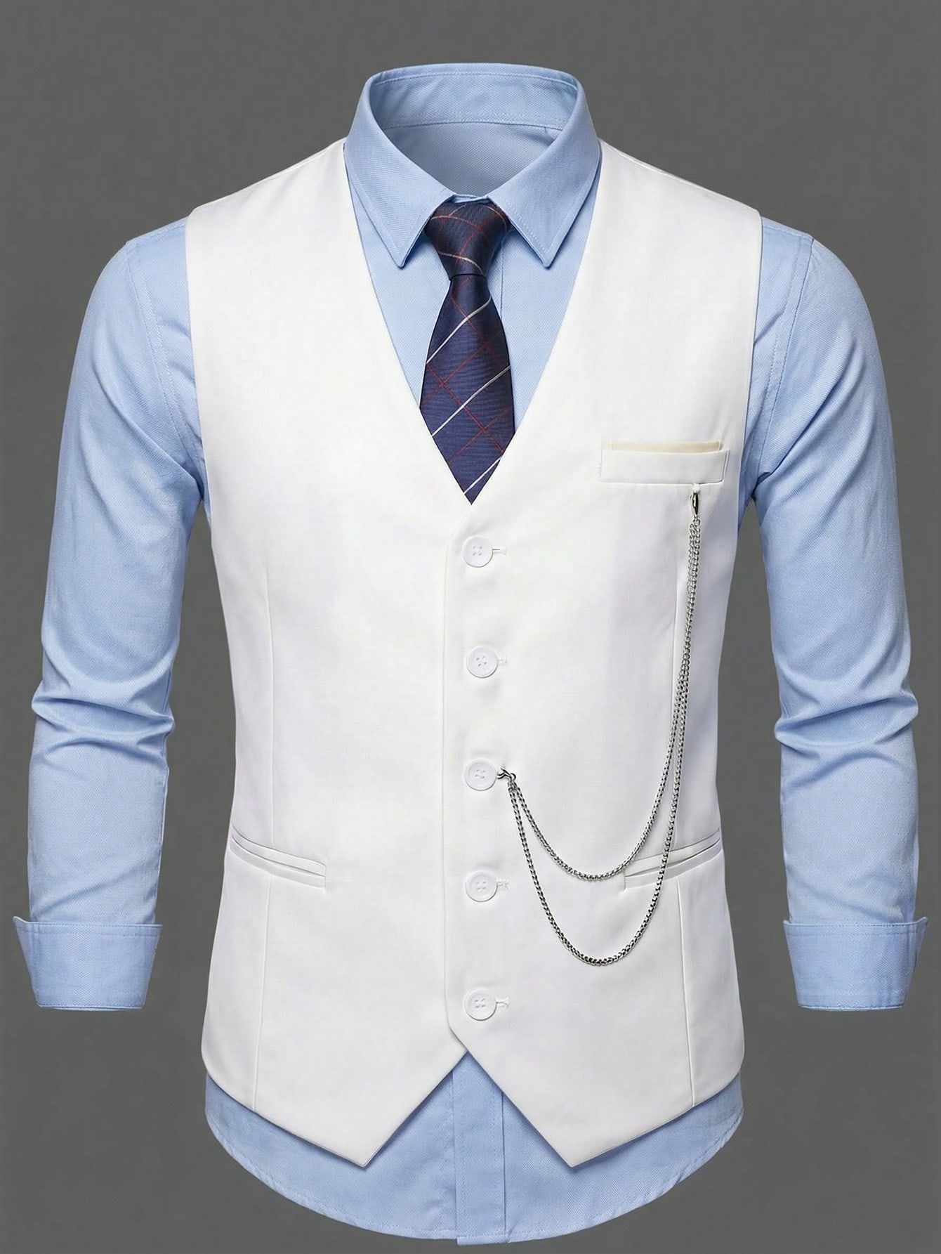 Men's Single-Breasted Suspender Suit Vest