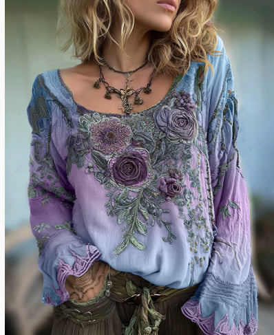Printing Heavy Industry Ladies Round Neck And Long Sleeves