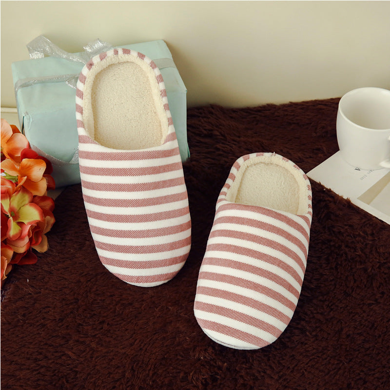 Softsoled Ultrasoft Velvet Cotton Slippers Striped Indoor Floor And Home Cotton Slippers