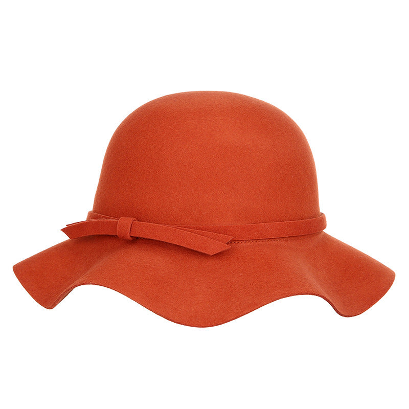 Women's Pure Wool Wave Basin Hat Woolen