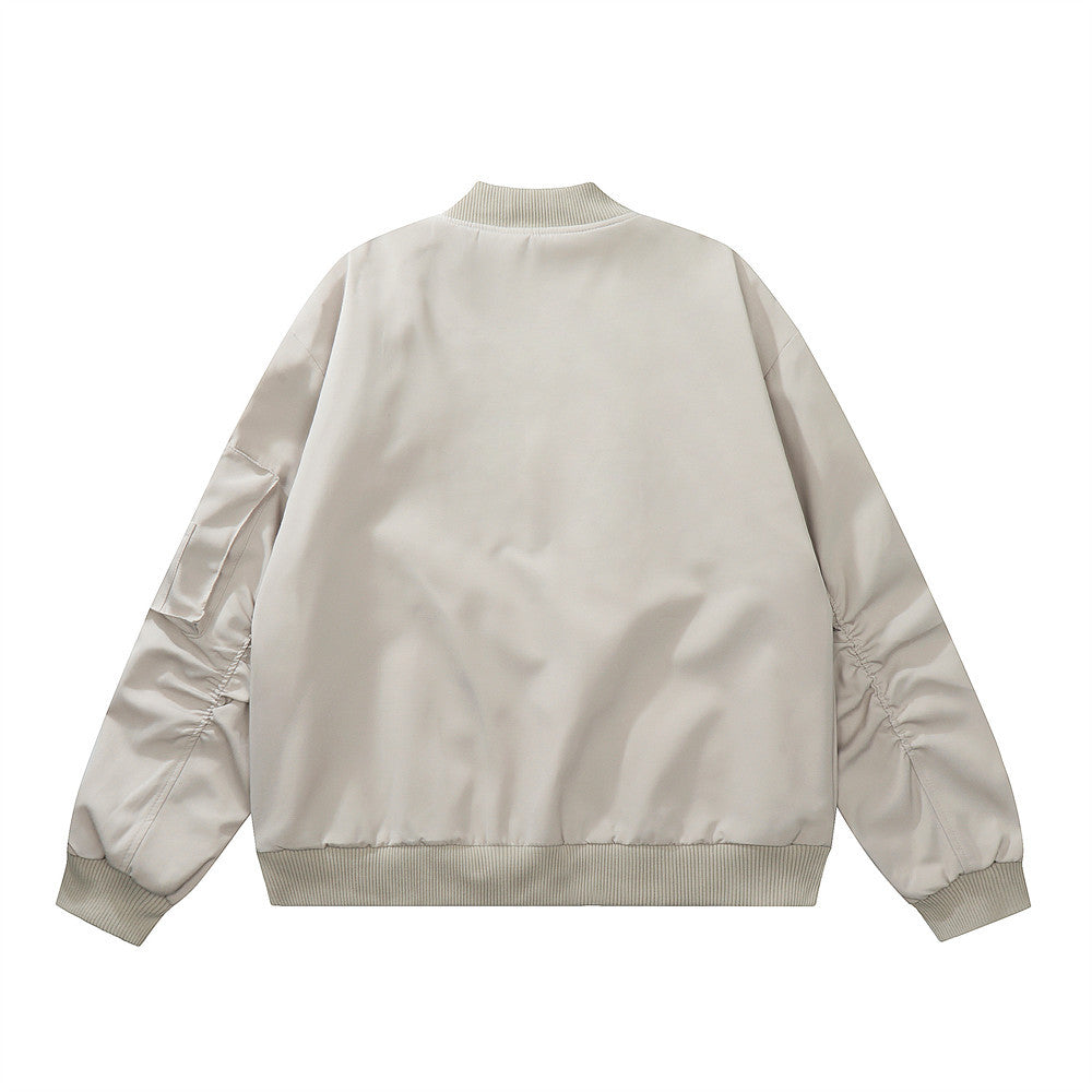 Men's Design Sleeves Pleated Fashion National Fashion Loose Baseball Uniform Jacket