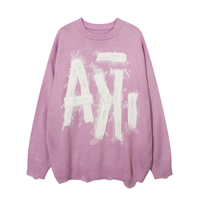 High Street Design Ribbon Woven Letter Sweater