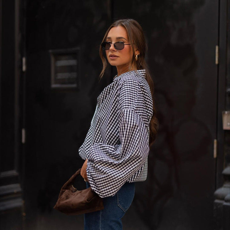 Women's Long Sleeve Plaid Elegant Commuter's All-matching Shirt